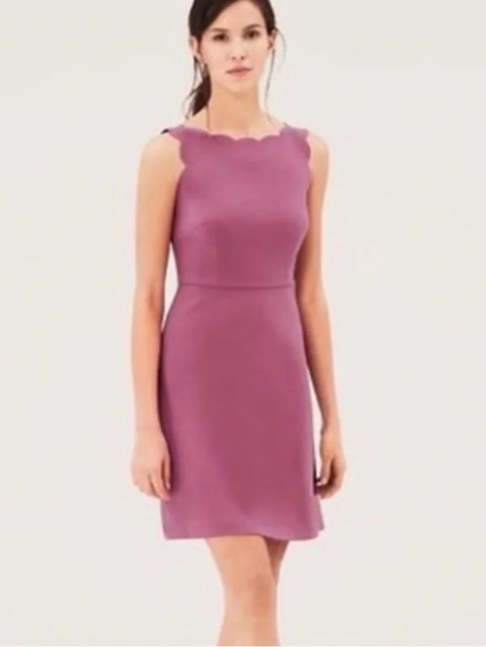 Loft Scallop-Edge Dress in Dusty Rose